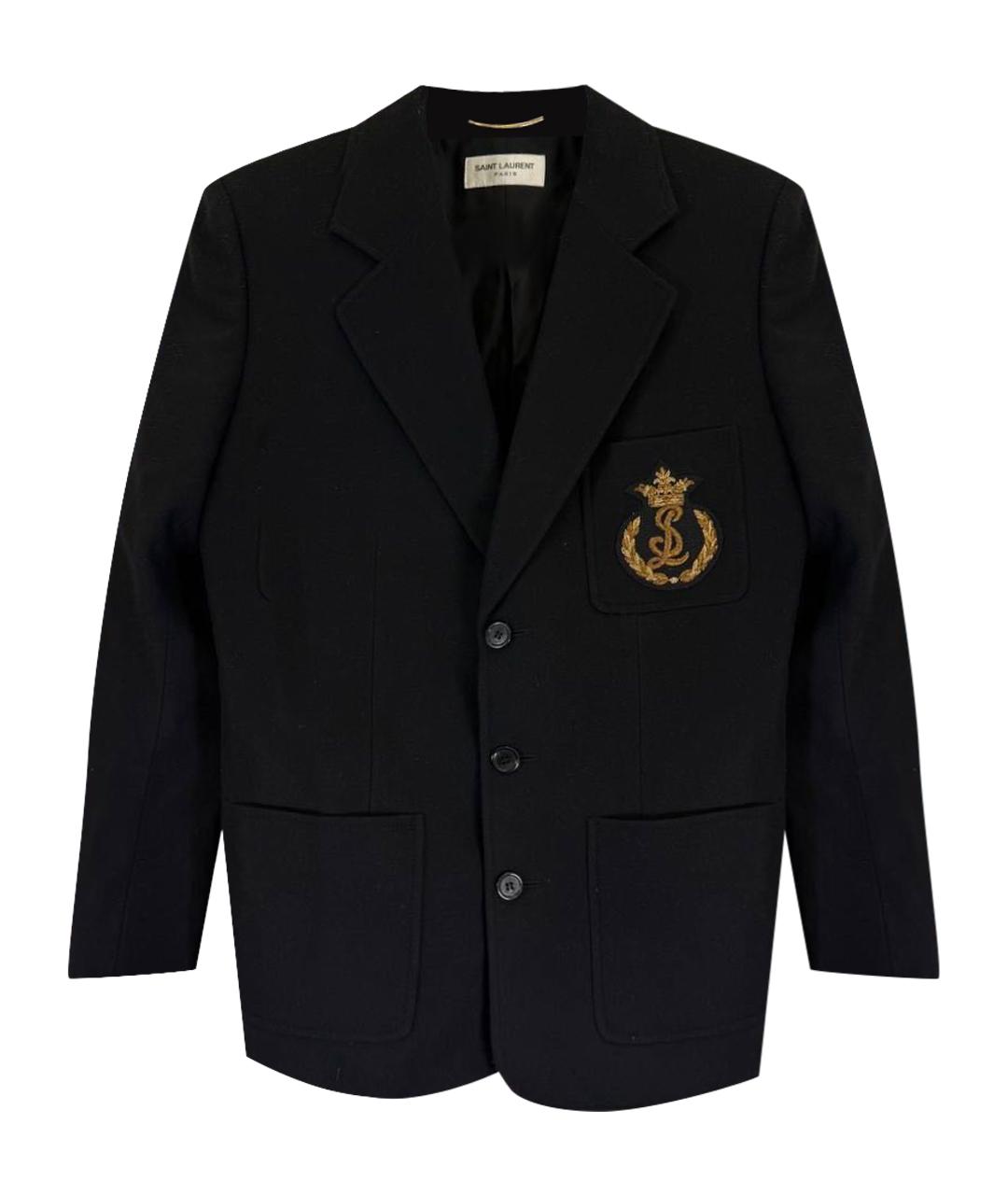 SAINT LAURENT Черный шерстяной жакет/пиджак, фото 1