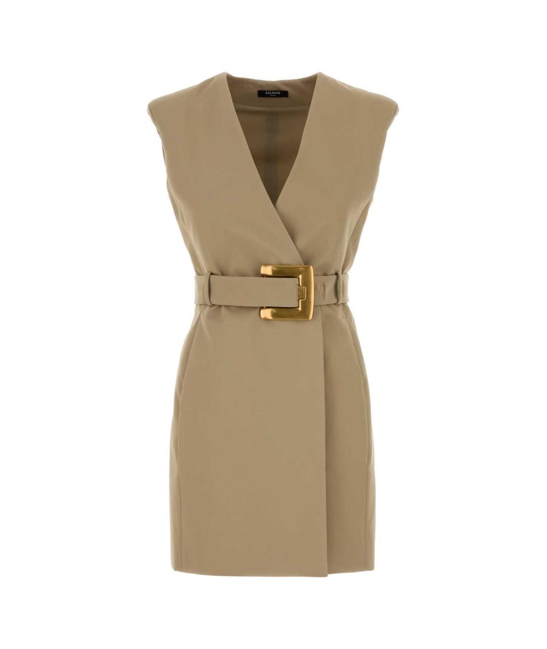 BALMAIN Бежевое хлопковое платье, фото 1