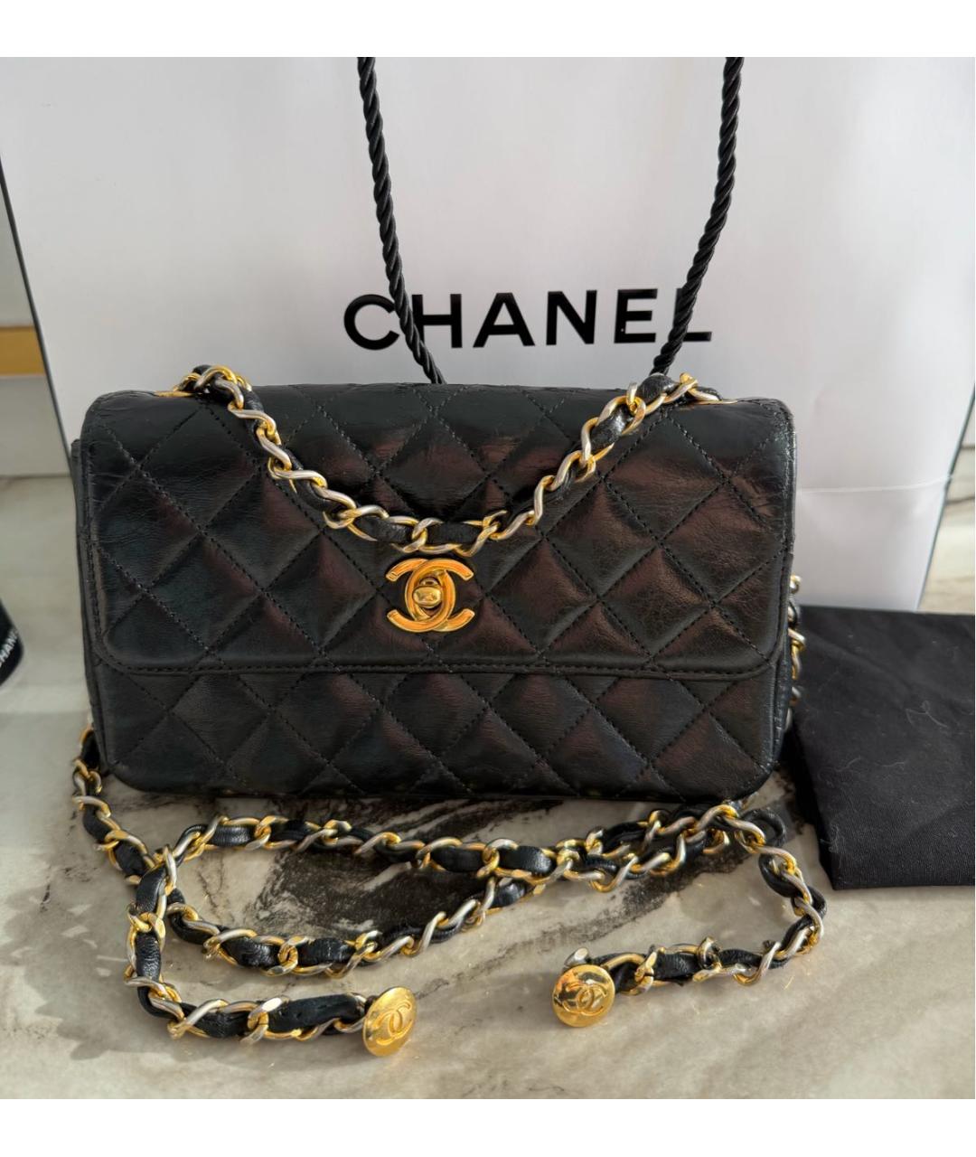 CHANEL Черная кожаная сумка через плечо, фото 3