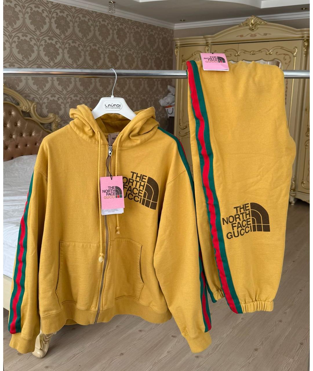 GUCCI Горчичный хлопковый спортивный костюм, фото 6