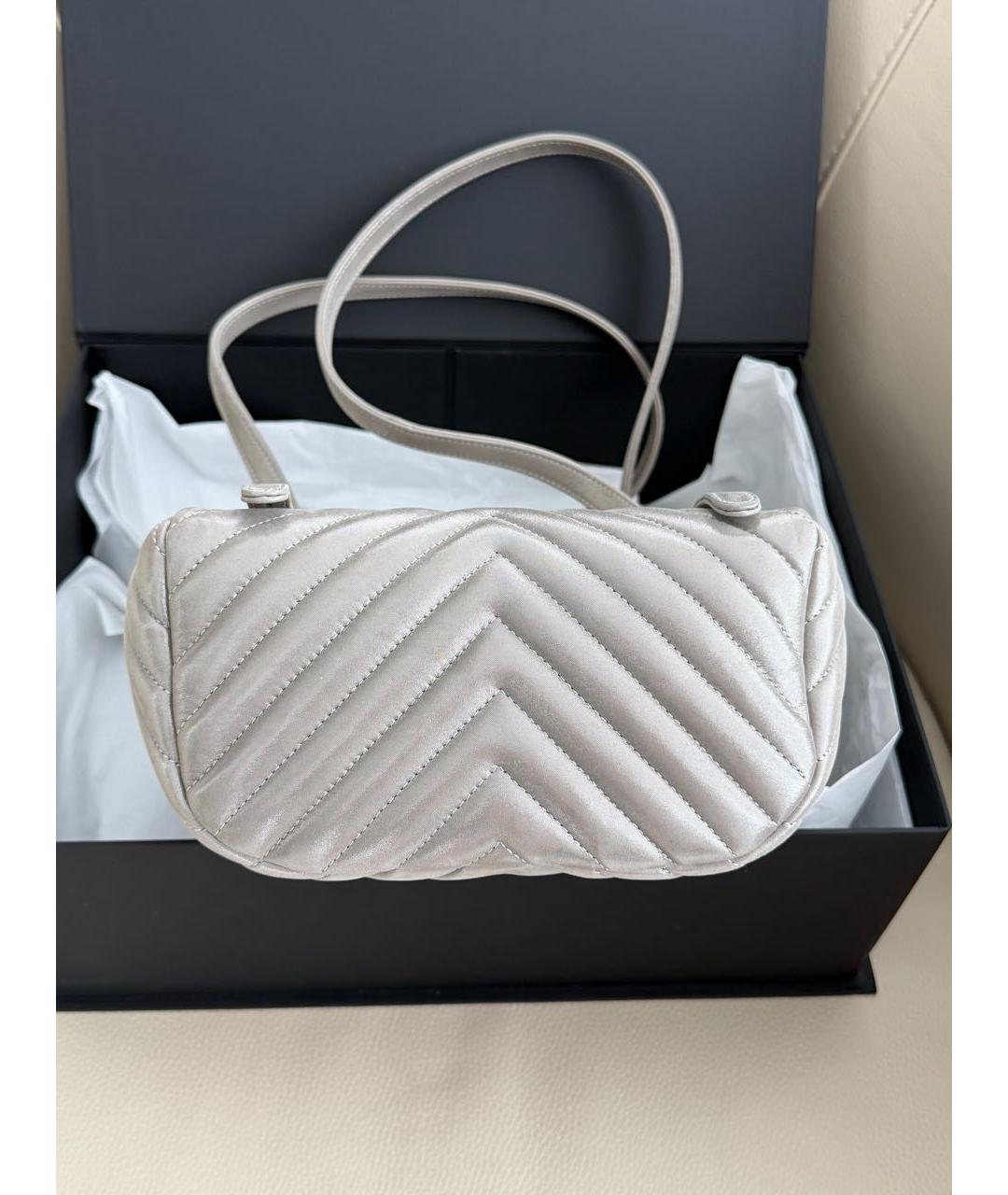 CHANEL Серебрянный кожаный рюкзак, фото 7