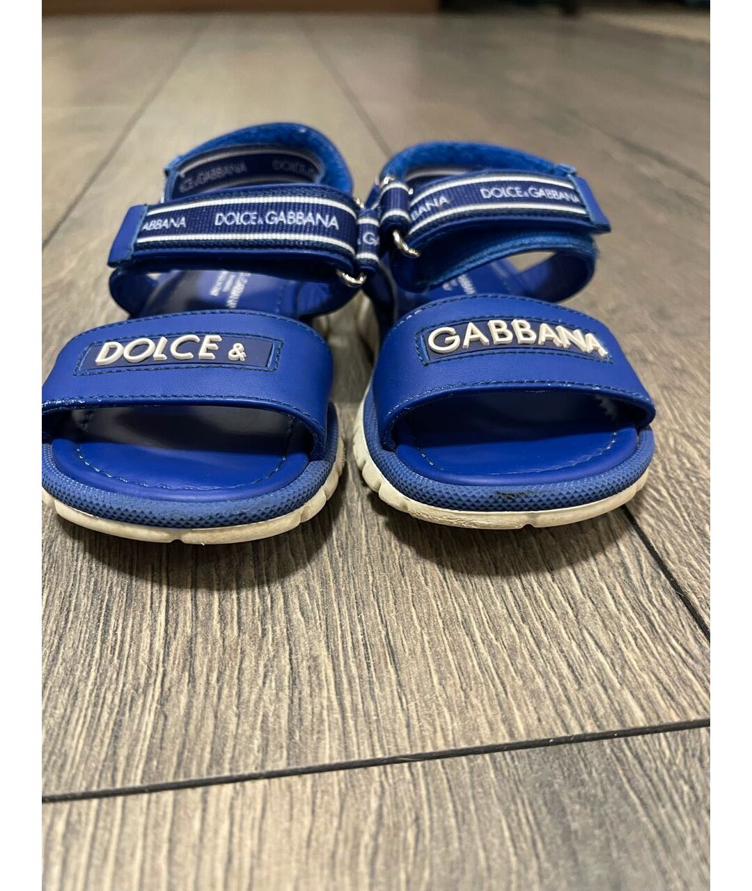 DOLCE&GABBANA Синие кожаные сандалии и шлепанцы, фото 3