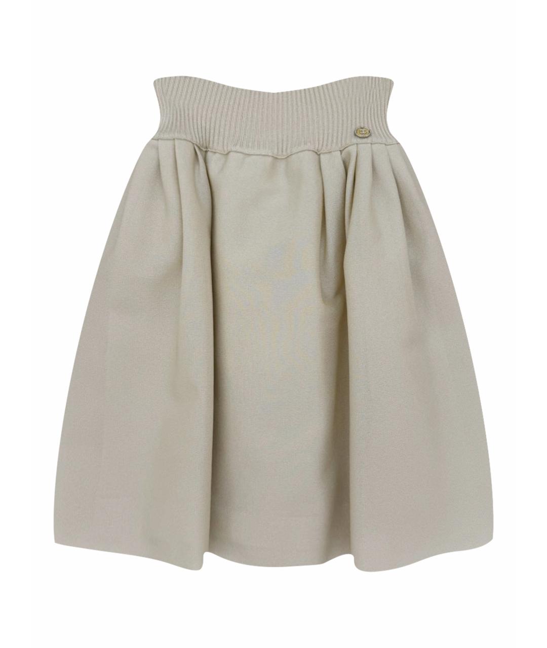 CHANEL Бежевая вискозная юбка мини, фото 1
