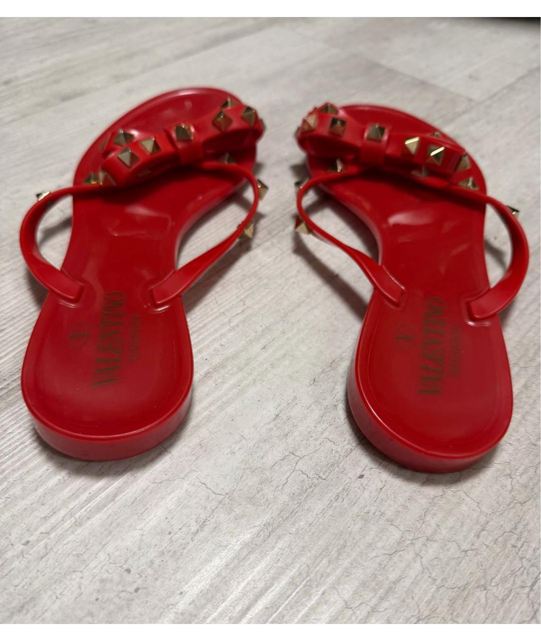 VALENTINO Красные резиновые шлепанцы, фото 4