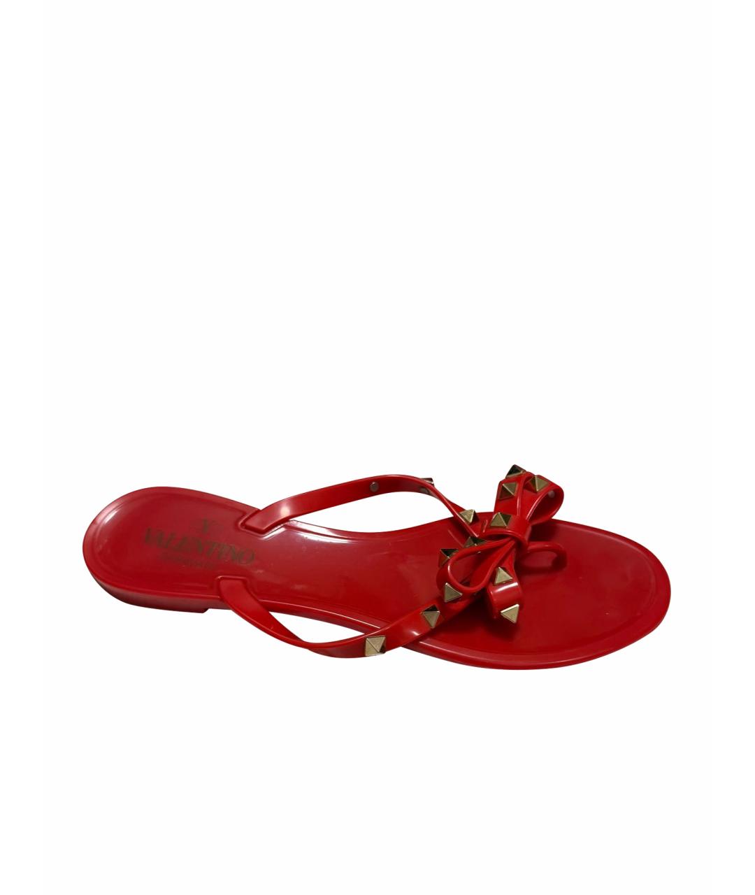 VALENTINO Красные резиновые шлепанцы, фото 1