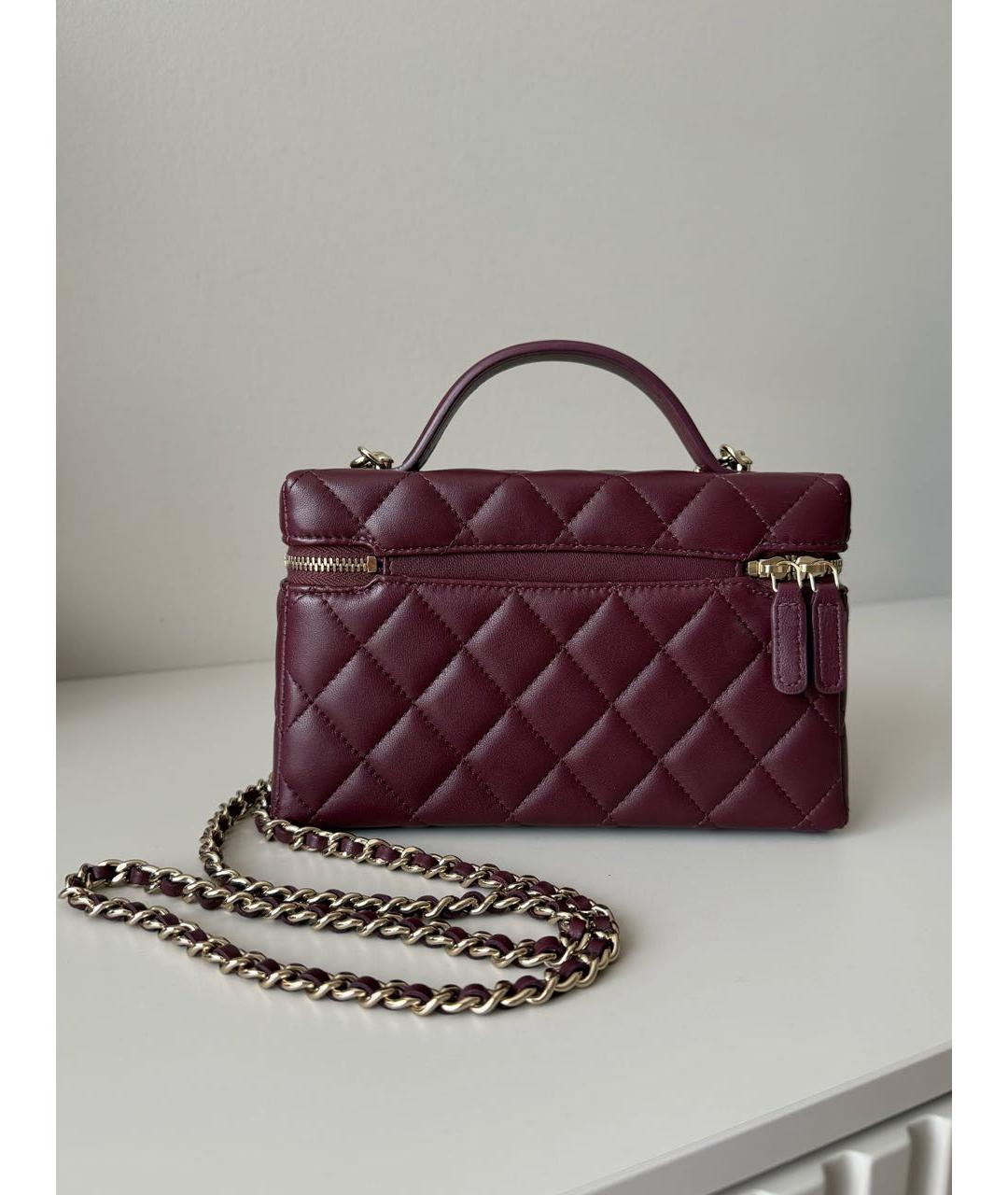 CHANEL Бордовая кожаная сумка через плечо, фото 3