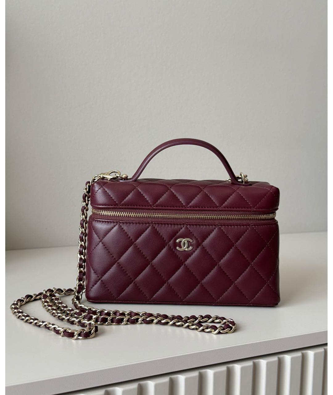 CHANEL Бордовая кожаная сумка через плечо, фото 2