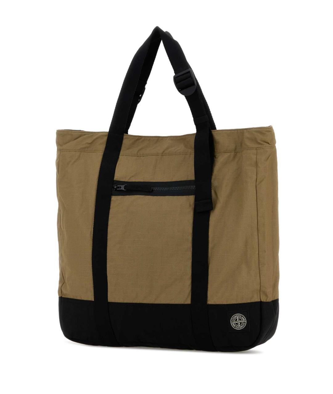 STONE ISLAND Бежевая тканевая сумка тоут, фото 2