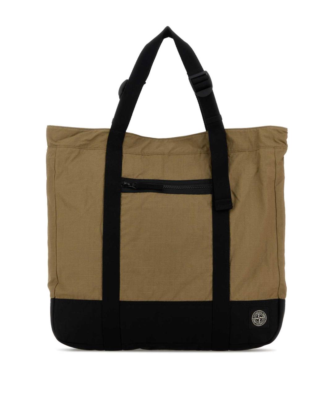 STONE ISLAND Бежевая тканевая сумка тоут, фото 1