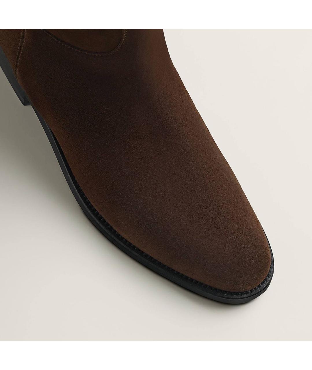 HERMES Коричневые замшевые сапоги, фото 5