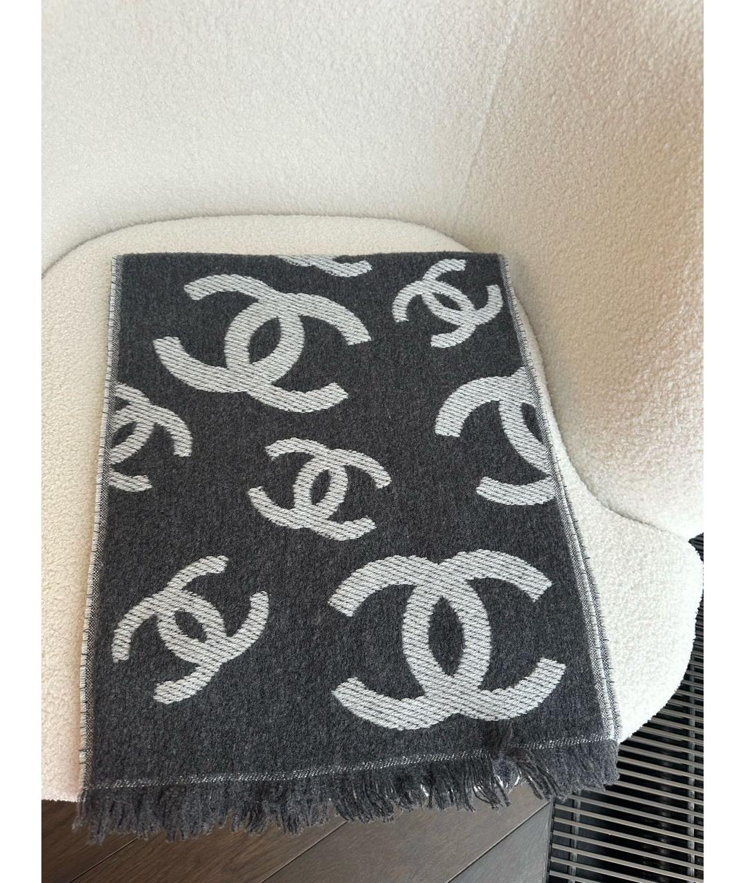 CHANEL Антрацитовый шарф, фото 4