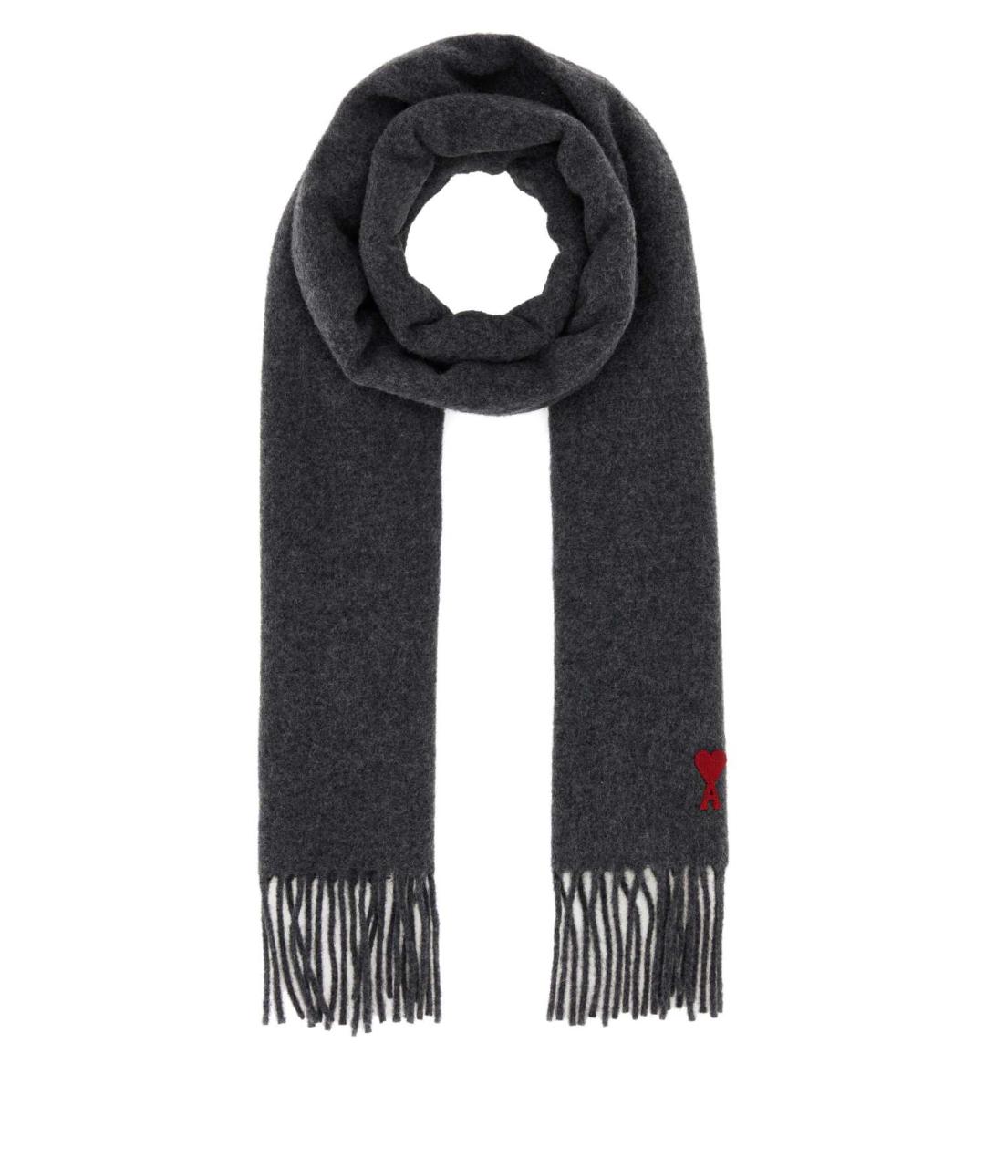 Ami Paris Серый шерстяной шарф, фото 1
