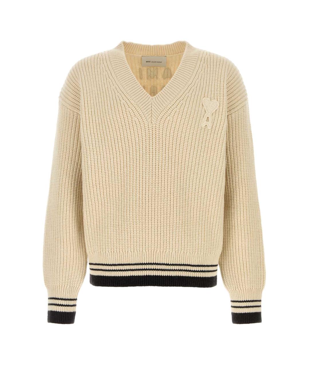 Ami Paris Бежевый шерстяной джемпер / свитер, фото 1