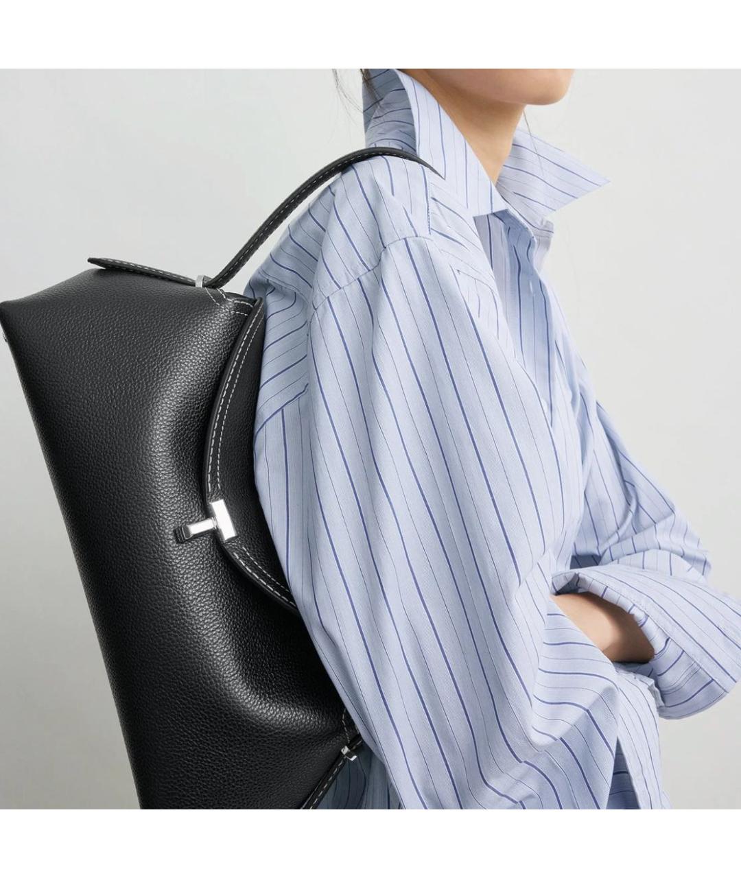 TOTEME Черная кожаная сумка через плечо, фото 2