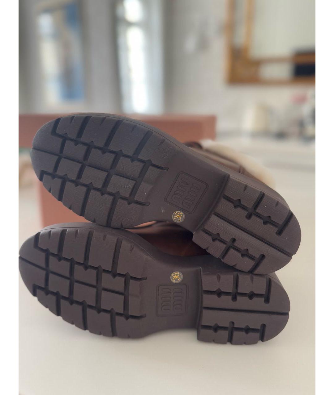 MIU MIU Коричневые кожаные ботинки, фото 3