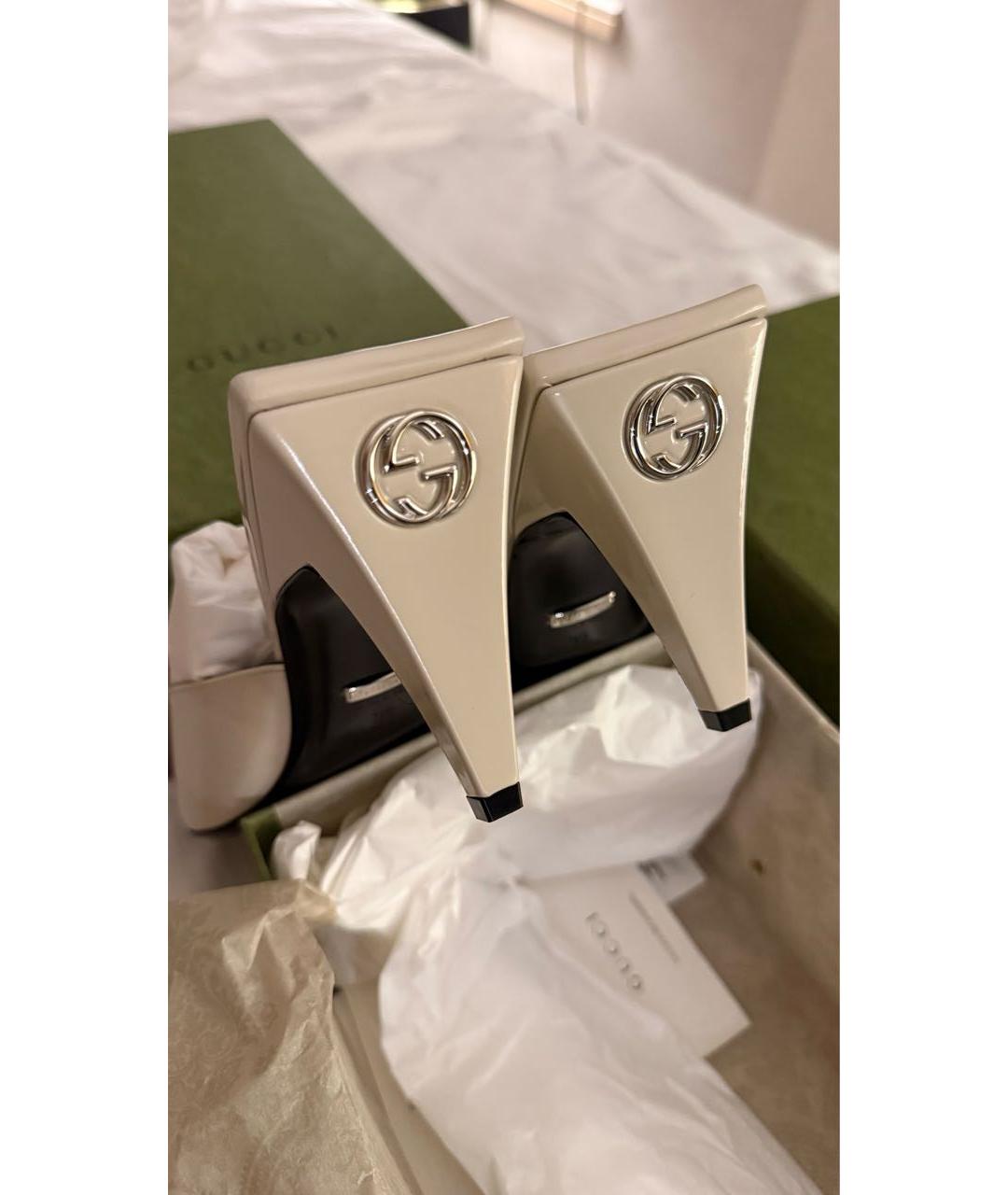 GUCCI Белые кожаные мюли, фото 5