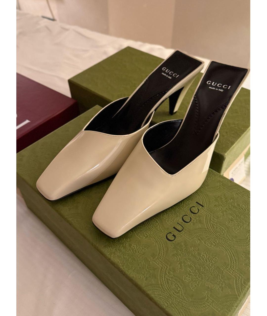GUCCI Белые кожаные мюли, фото 6