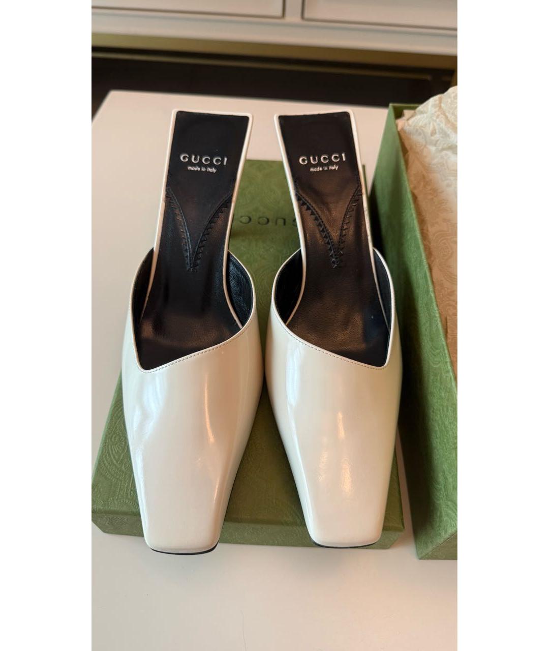 GUCCI Белые кожаные мюли, фото 7
