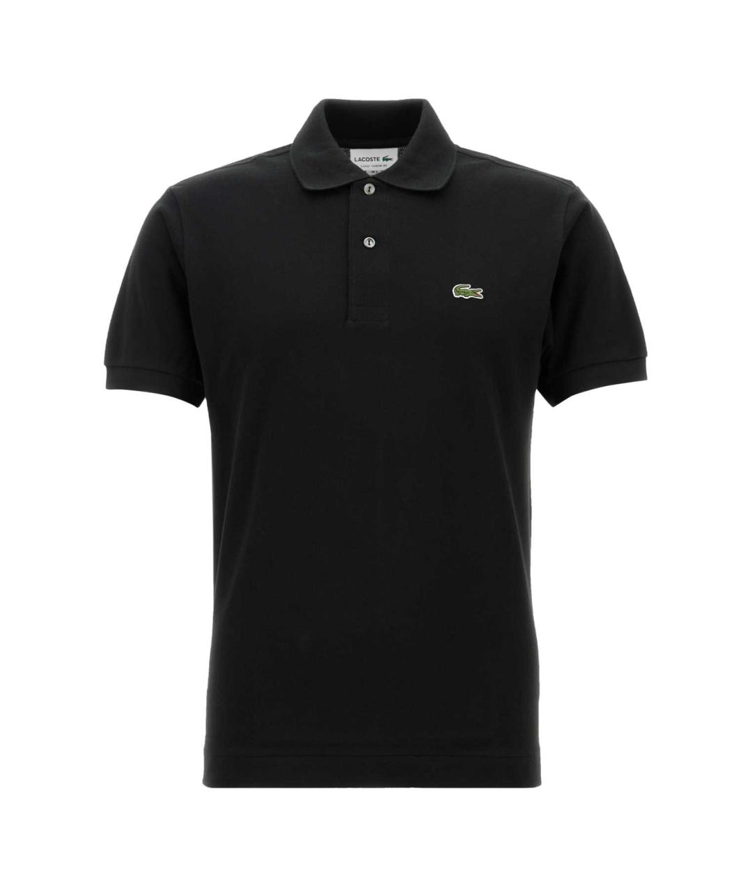 LACOSTE Черное хлопковое поло с коротким рукавом, фото 1