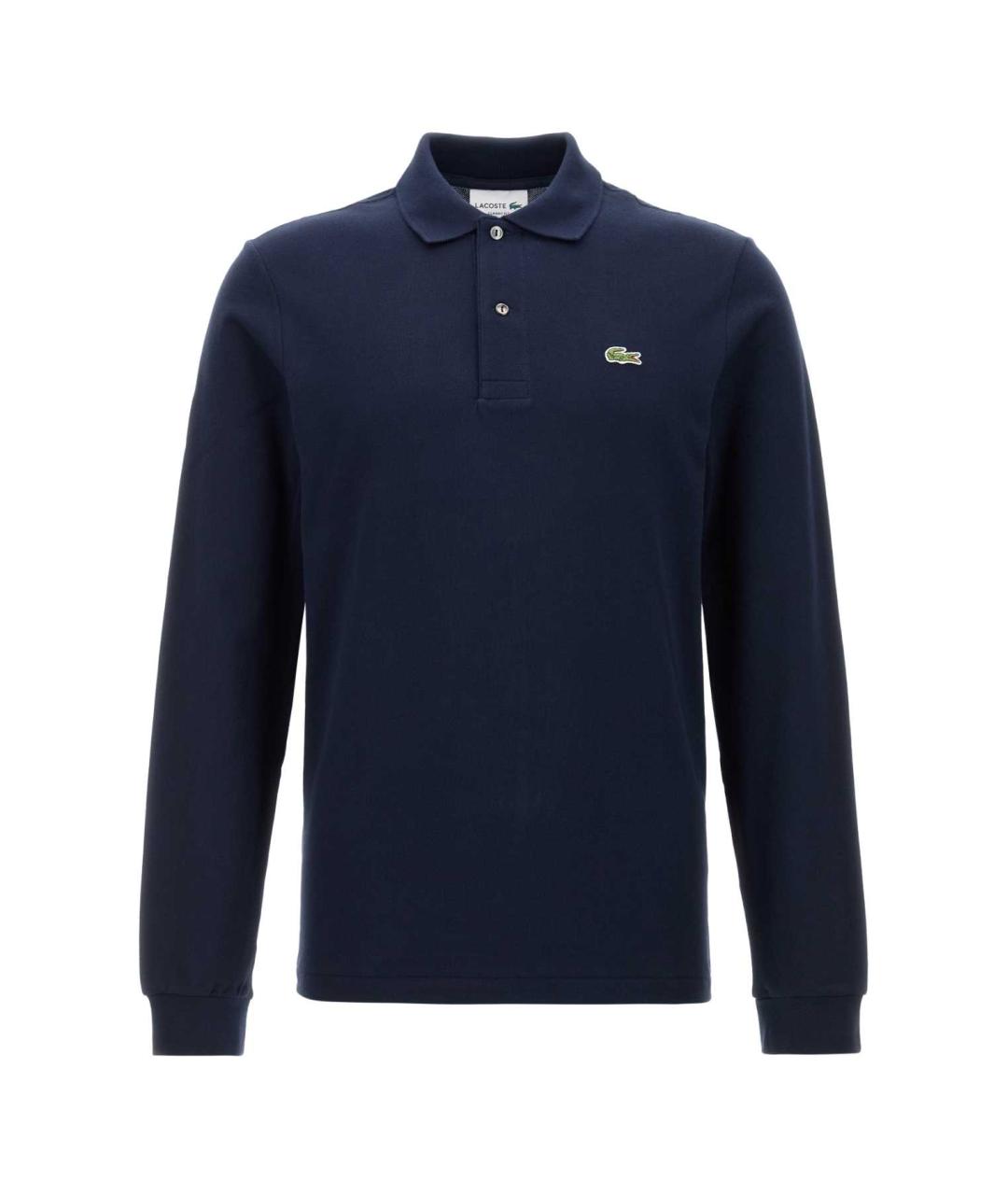 LACOSTE Темно-синее хлопковое поло с длинным рукавом, фото 1