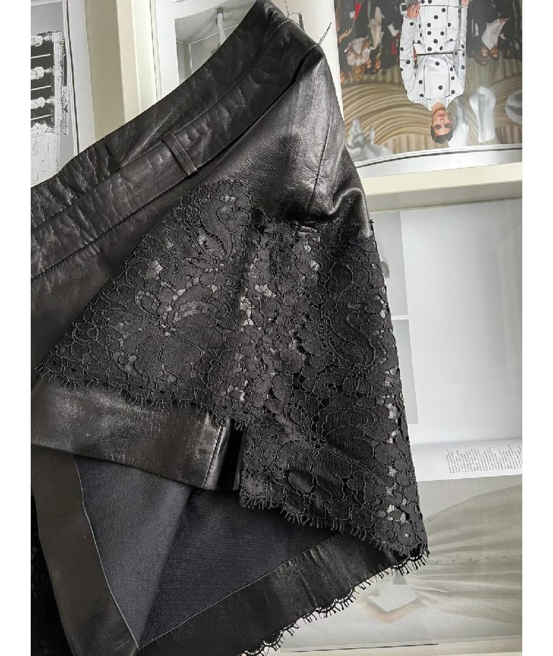 GIVENCHY Черная кожаная юбка мини, фото 4