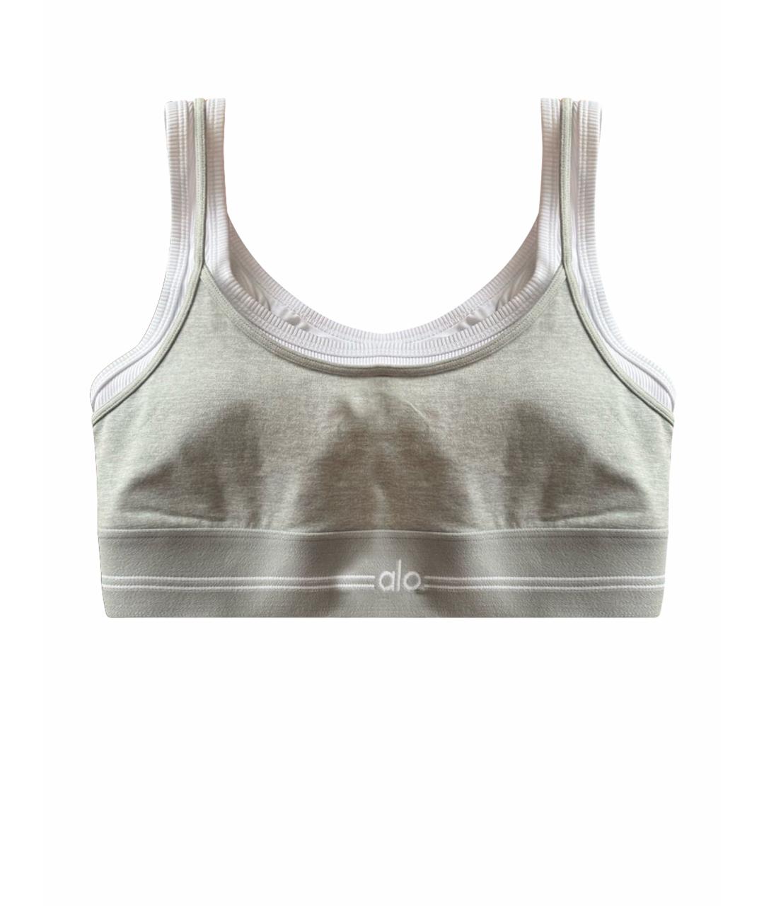 ALO YOGA Серая хлопко-эластановая майка, фото 1