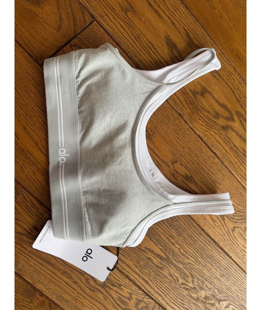 ALO YOGA Серая хлопко-эластановая майка, фото 6