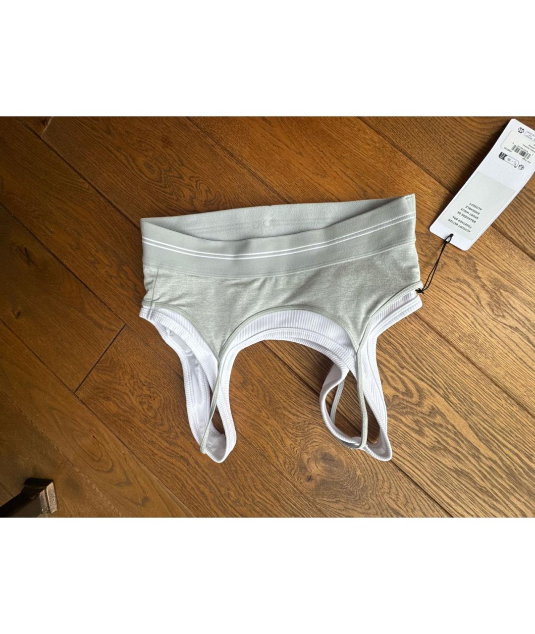 ALO YOGA Серая хлопко-эластановая майка, фото 2