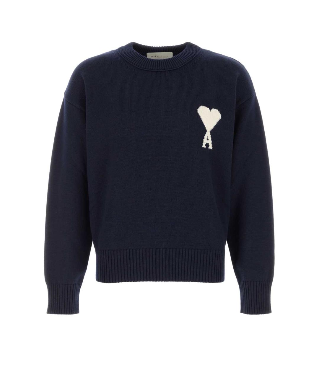 Ami Paris Темно-синий хлопковый джемпер / свитер, фото 1
