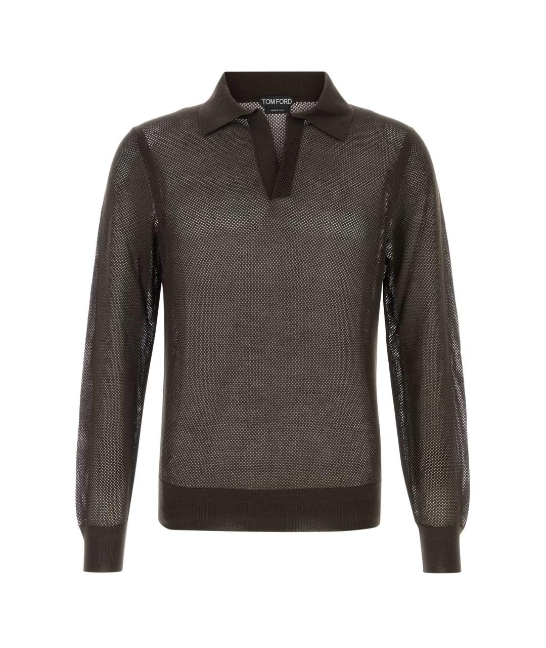 TOM FORD Коричневое поло с длинным рукавом, фото 1
