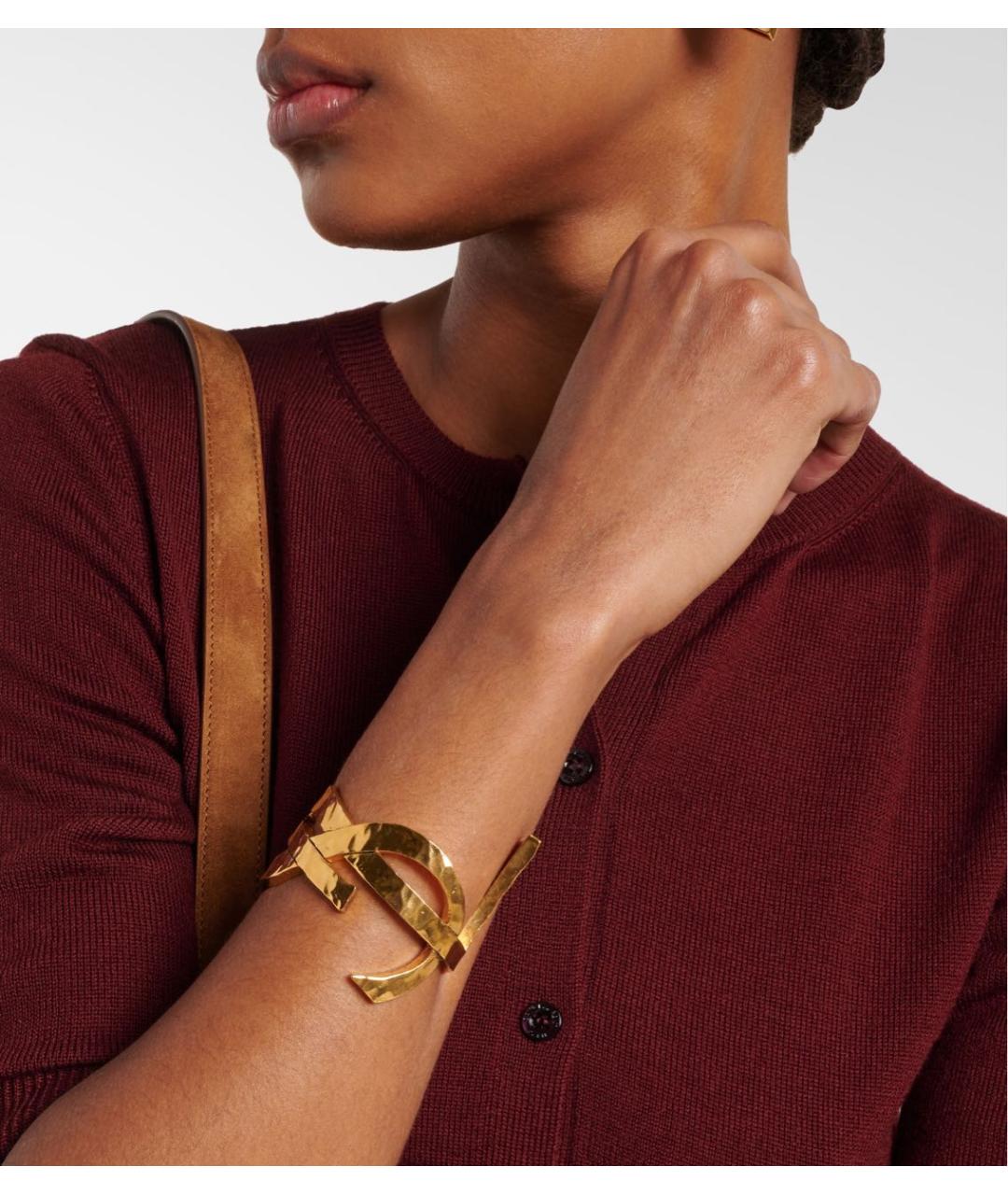 SAINT LAURENT Золотой латунный браслет, фото 3