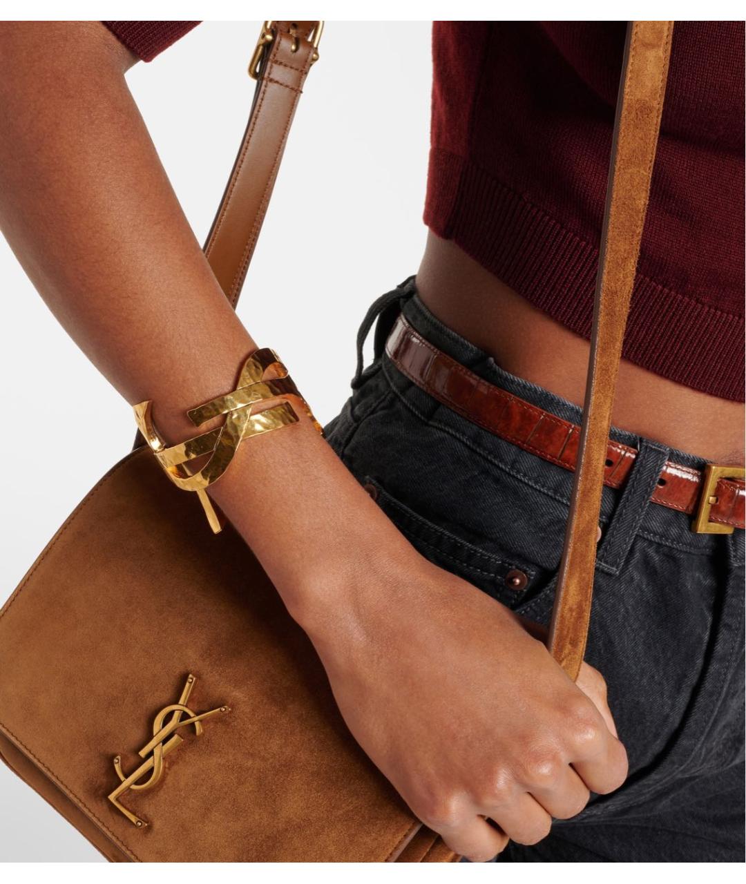 SAINT LAURENT Золотой латунный браслет, фото 2