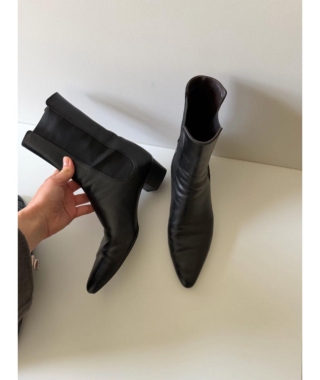 THE ROW Черные кожаные полусапоги, фото 3