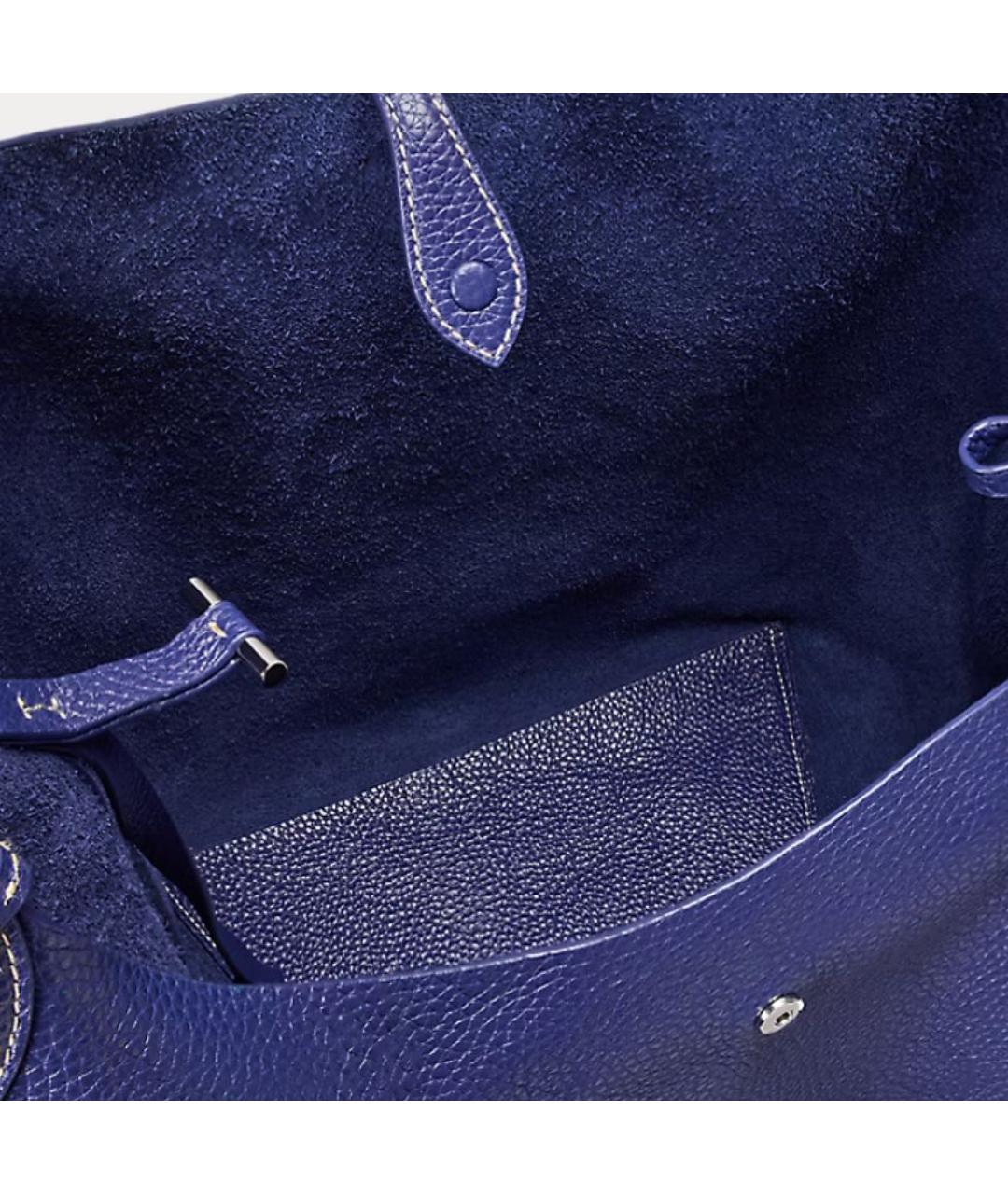 POLO RALPH LAUREN Синяя кожаная сумка тоут, фото 4
