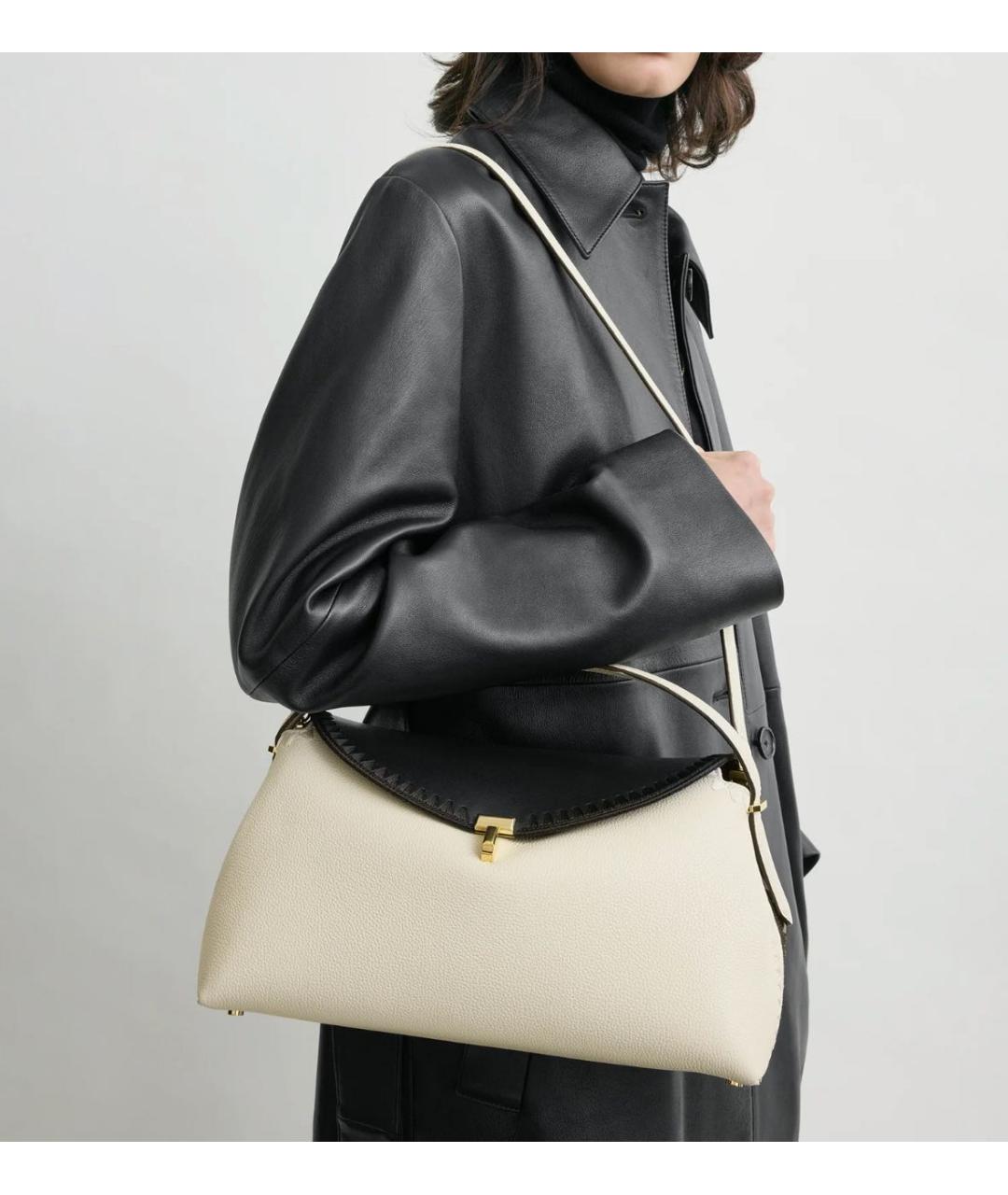 TOTEME Бежевая кожаная сумка через плечо, фото 3