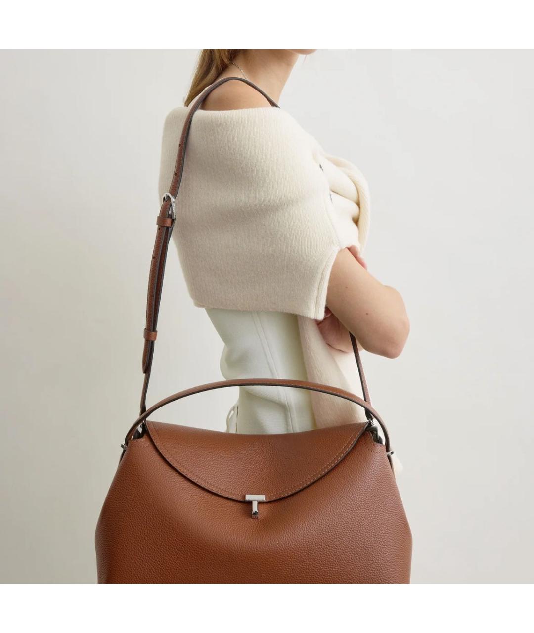 TOTEME Коричневая кожаная сумка через плечо, фото 3