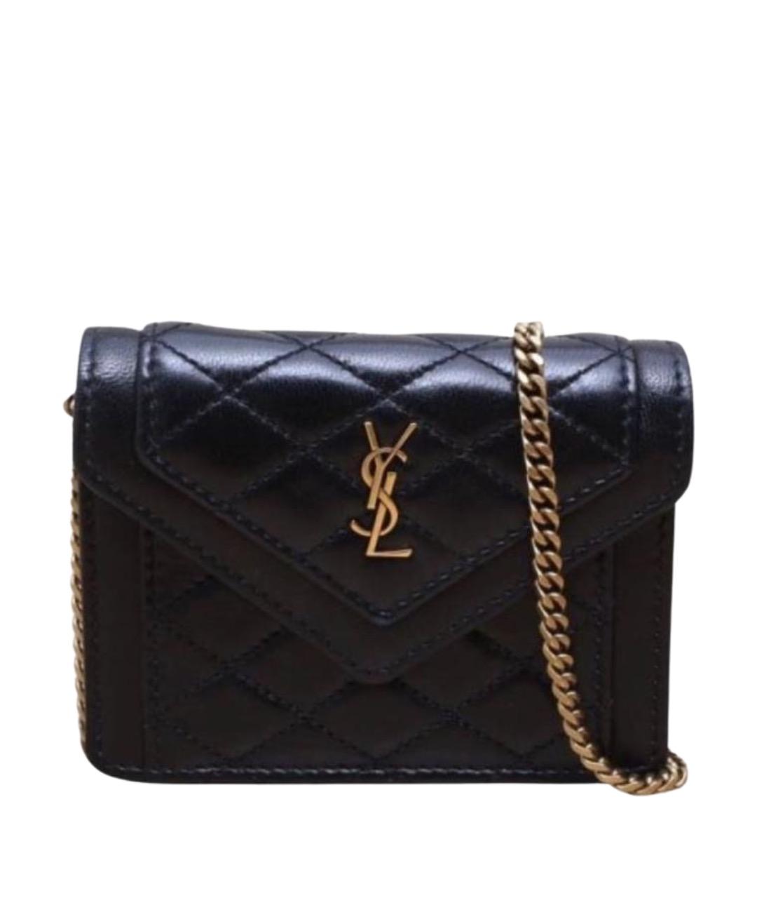 SAINT LAURENT Черная кожаная сумка через плечо, фото 1