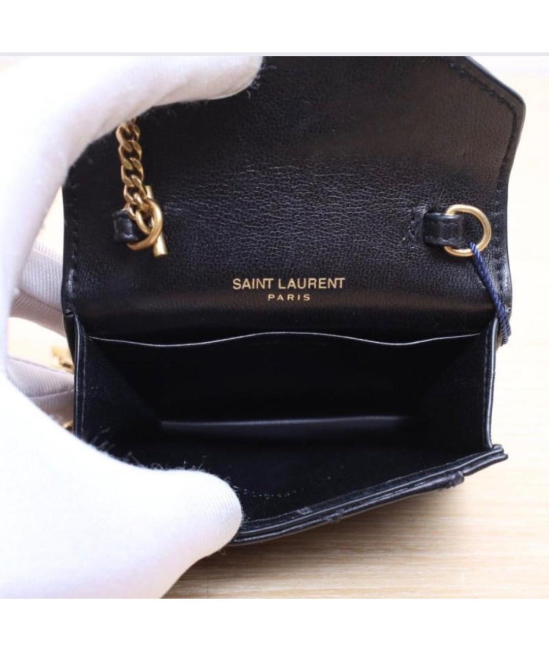 SAINT LAURENT Черная кожаная сумка через плечо, фото 3