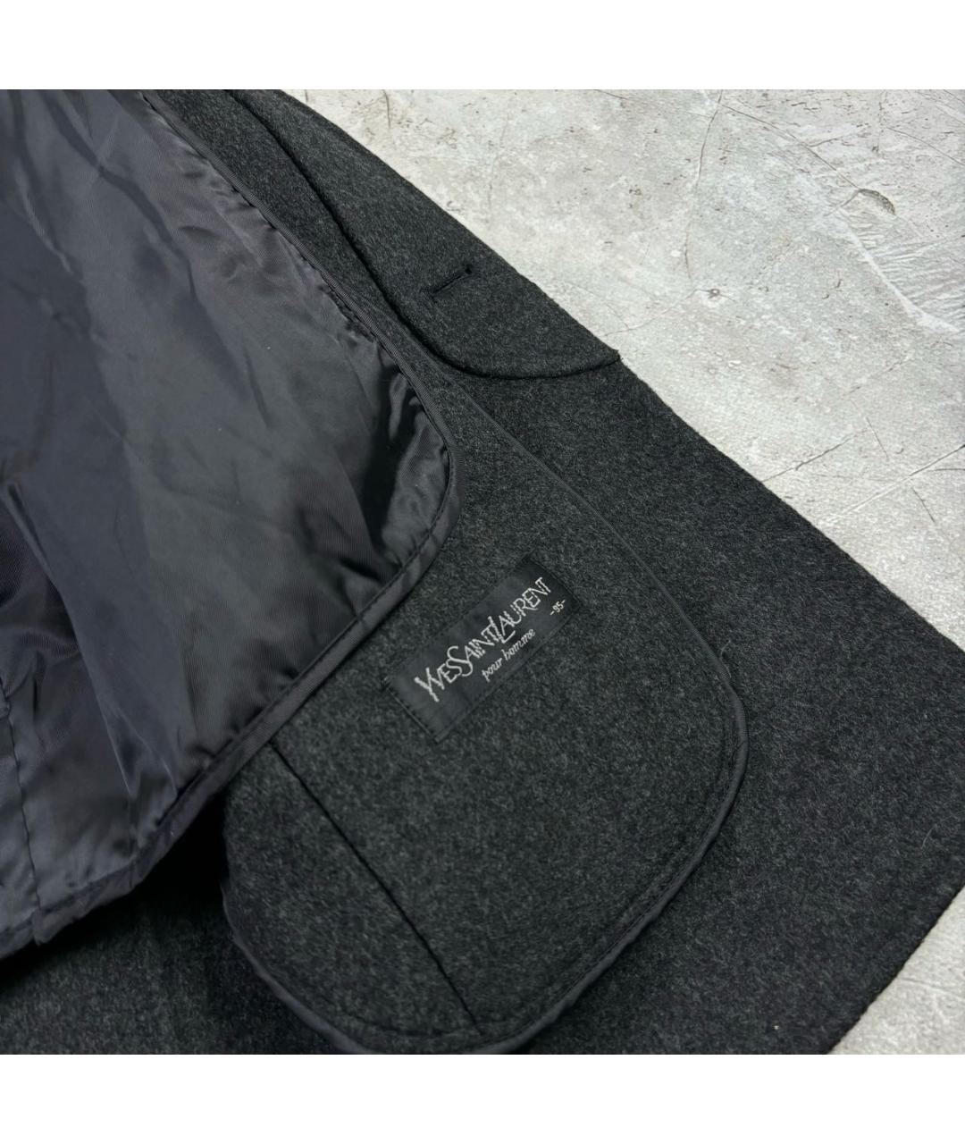 YVES SAINT LAURENT BEAUTY Черное шерстяное пальто, фото 6