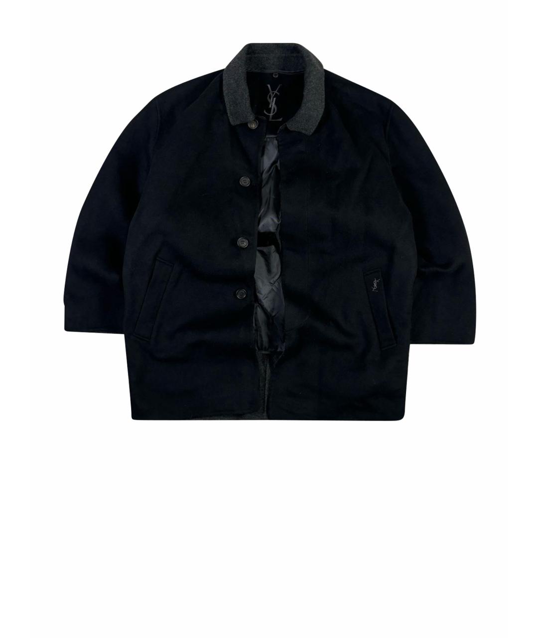 YVES SAINT LAURENT BEAUTY Черное шерстяное пальто, фото 1