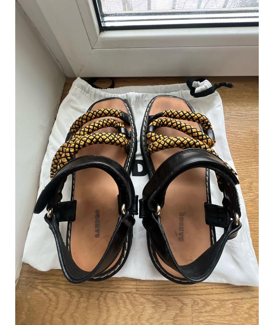 SANDRO Черные кожаные босоножки, фото 3