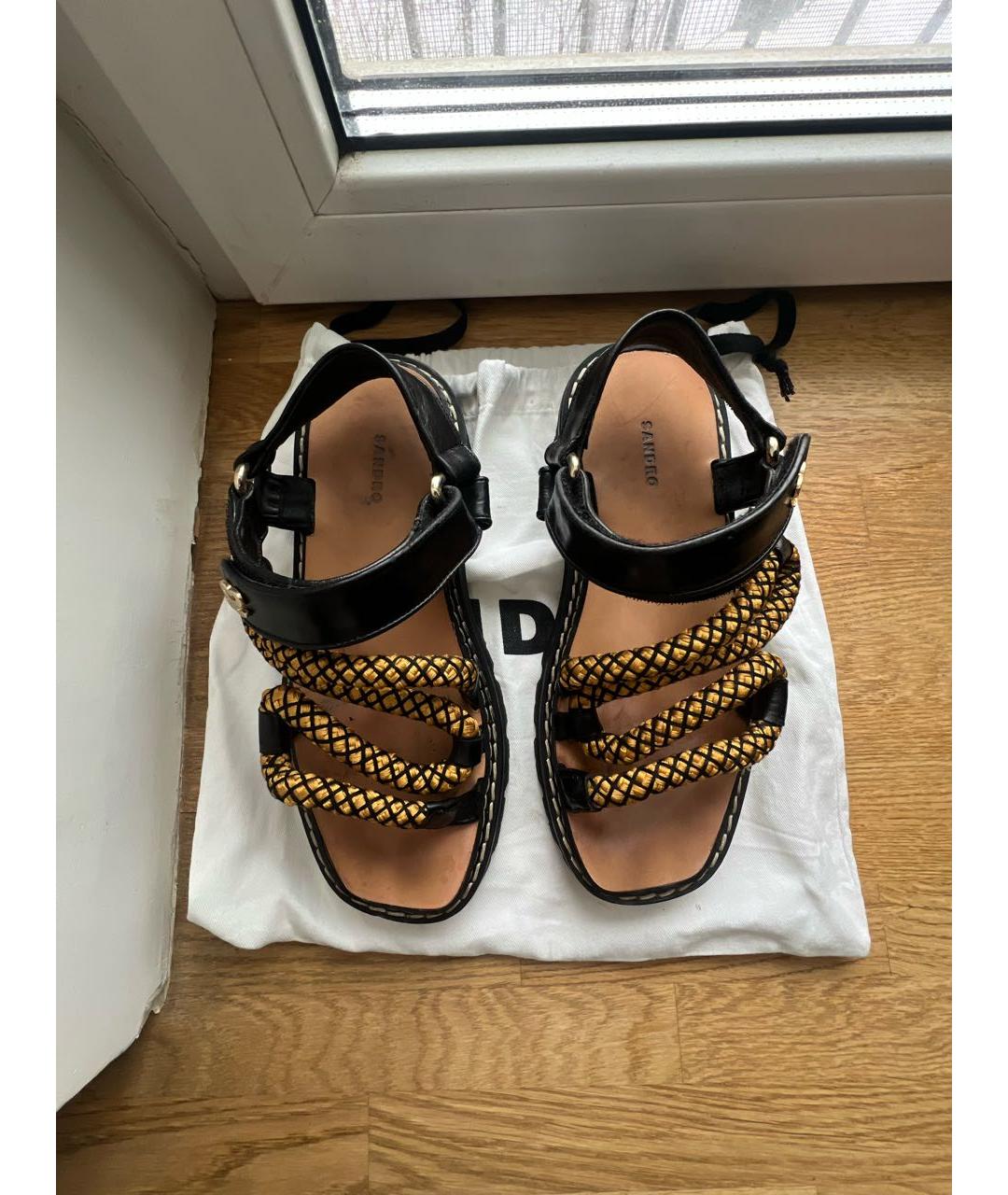 SANDRO Черные кожаные босоножки, фото 2