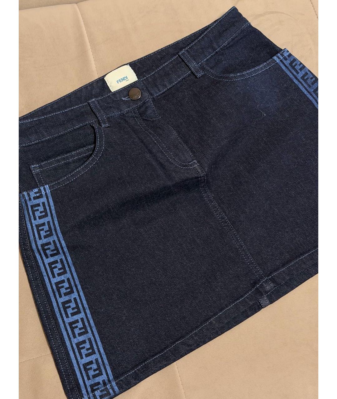 FENDI Темно-синяя деним юбка, фото 2