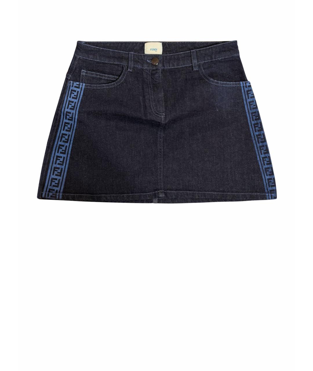 FENDI Темно-синяя деним юбка, фото 1