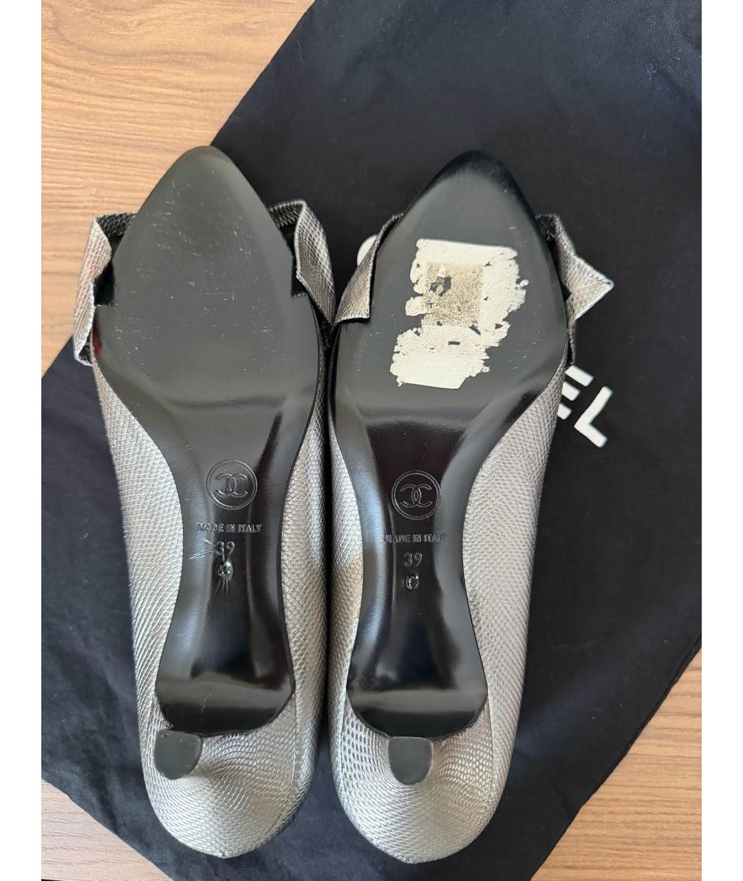 CHANEL Серебряные кожаные туфли, фото 5