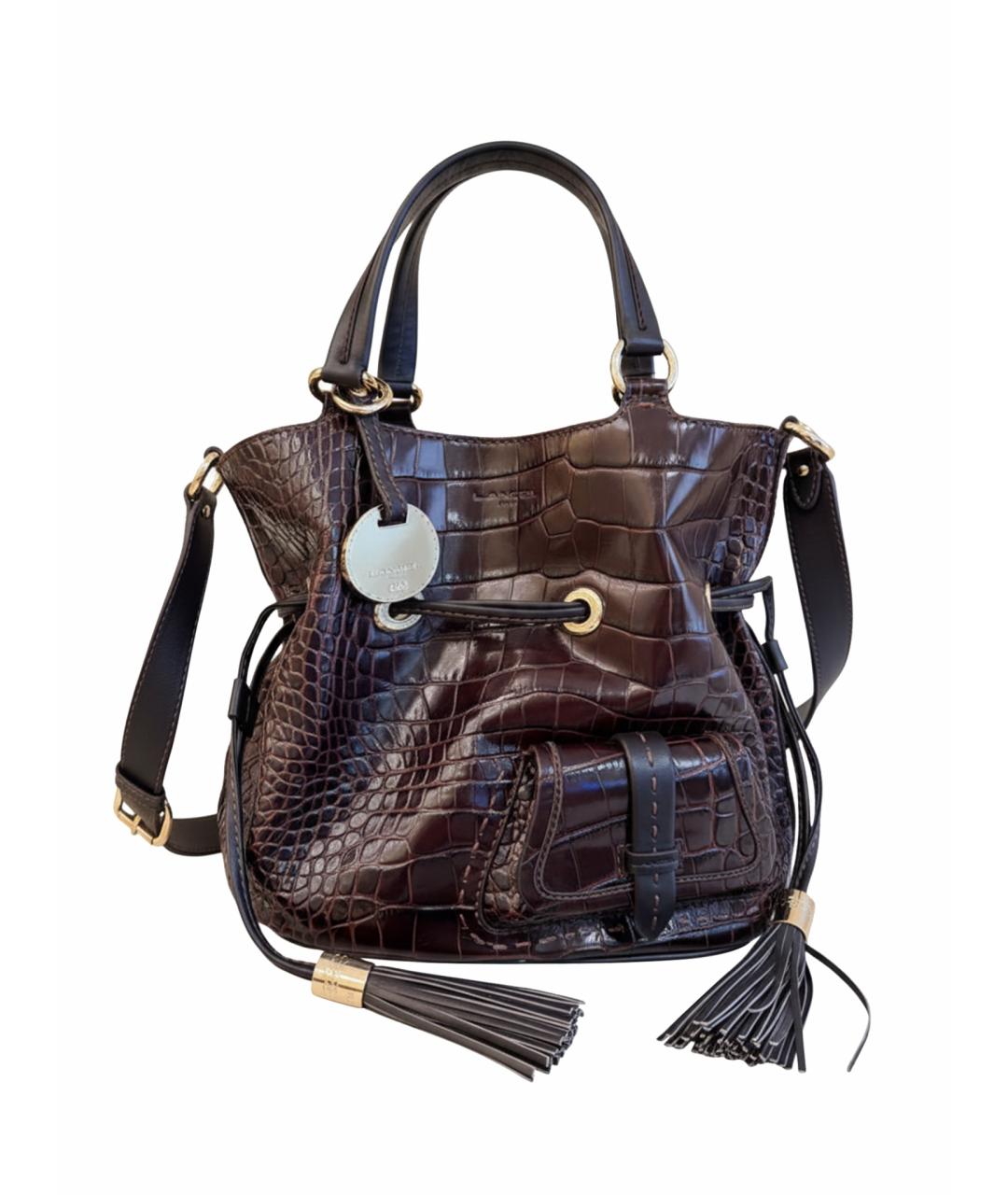 LANCEL Коричневая кожаная сумка через плечо, фото 1