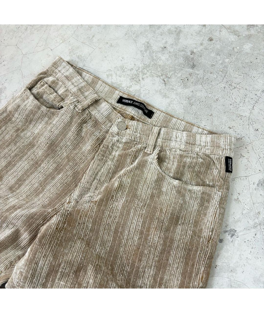 VERSACE JEANS COUTURE Бежевые велюровые повседневные брюки, фото 2