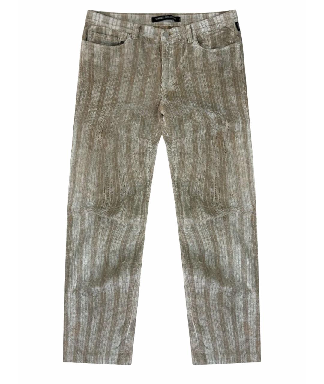 VERSACE JEANS COUTURE Бежевые велюровые повседневные брюки, фото 1