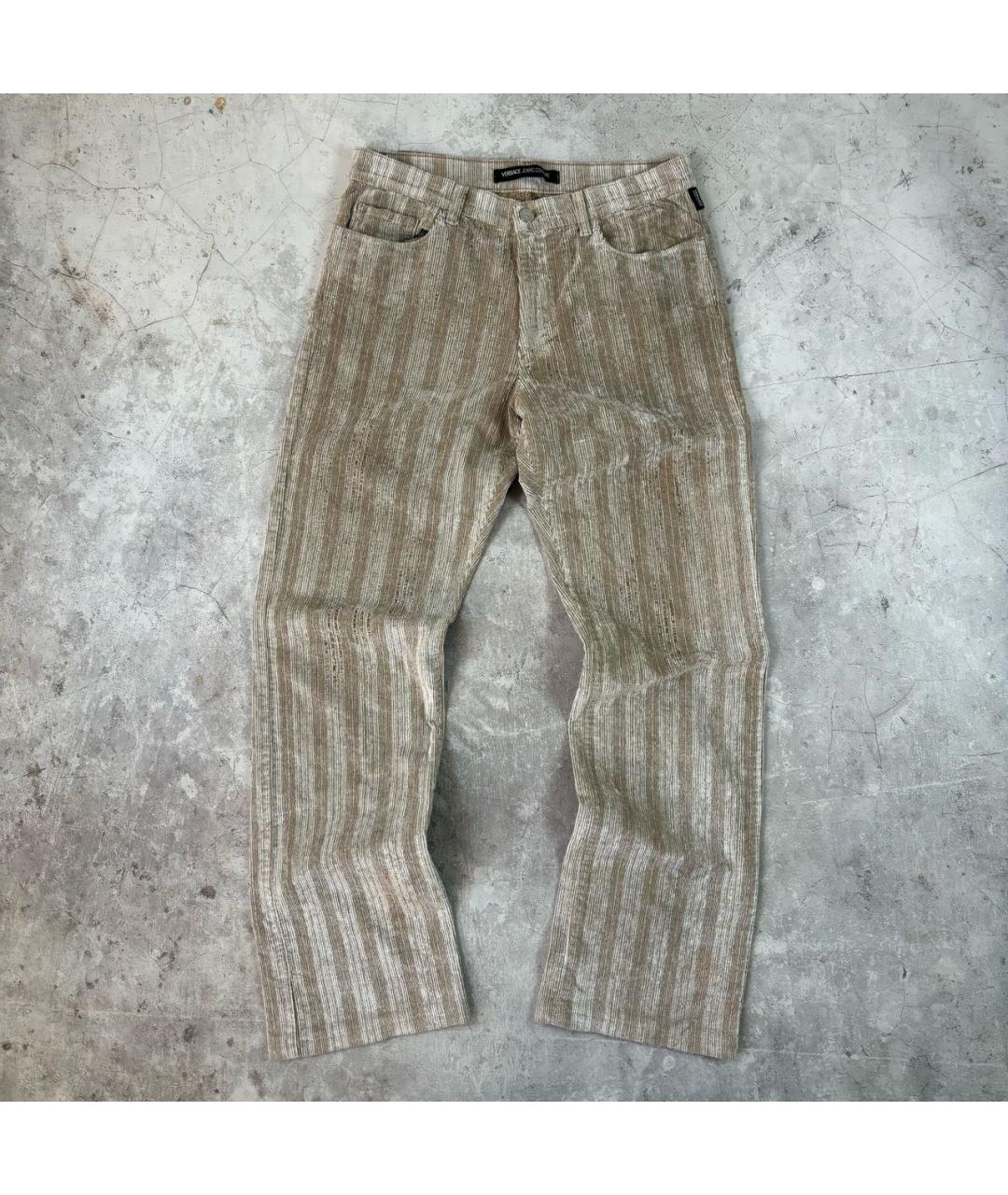 VERSACE JEANS COUTURE Бежевые велюровые повседневные брюки, фото 7