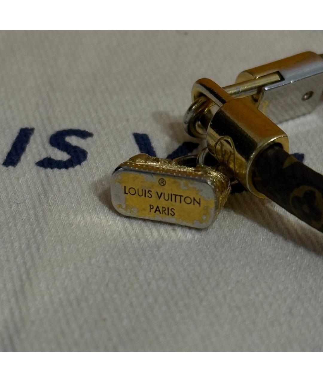 LOUIS VUITTON Коричневый кожаный браслет, фото 4
